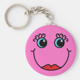 Roze Lady Face Sleutelhanger