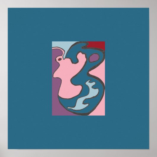 Roze Lady Flutterfly Mini Print met dubbele grens (Voorkant)