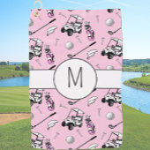 Roze Lady Golfer Stijlvol Modern Custom Initiaal Golfhanddoek