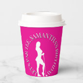Roze Lady Golfer Verjaardag in stijl Papieren Bekers (Achterkant)