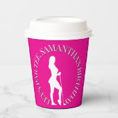 Roze Lady Golfer Verjaardag in stijl Papieren Bekers (Voorkant)