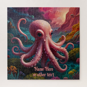 Roze Lady Octopus Onder het Zee Badkamer Legpuzzel