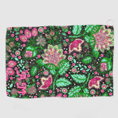 Roze Lady Slipper Bloem Wildflower Gepersonaliseer Golfhanddoek (Horizontaal)