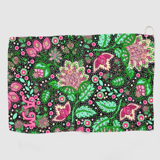 Roze Lady Slipper Bloem Wildflower Gepersonaliseer Golfhanddoek (Horizontaal)