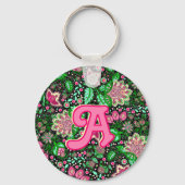 Roze Lady Slipper Bloem Wildflower Gepersonaliseer Sleutelhanger (Achterkant)