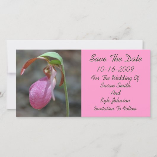 Roze Lady Slipper Bloemen Huwelijk Save The Date (Voorkant)