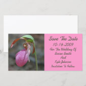 Roze Lady Slipper Bloemen Huwelijk Save The Date (Voorkant / Achterkant)