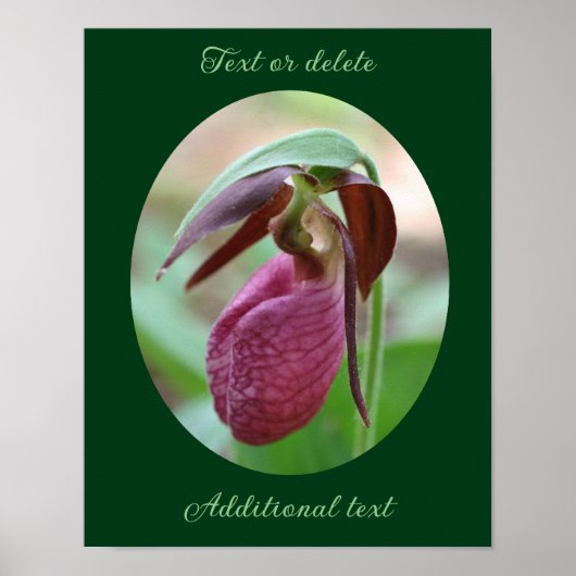 Roze Lady Slipper Flower Voeg Jouw tekst toe Poster (Voorkant)