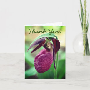 Roze Lady Slipper Orchid Flower Hartelijk dank Bedankkaart