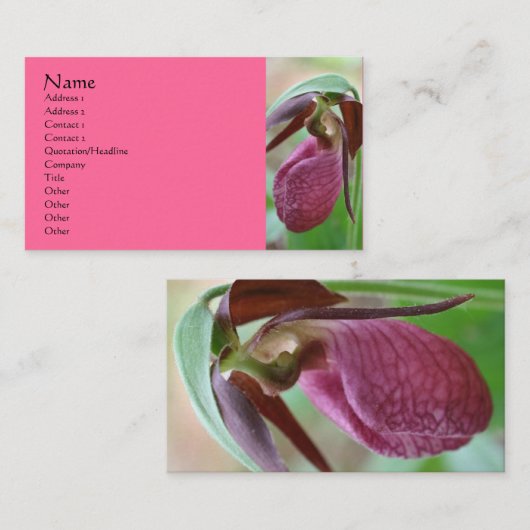 Roze Lady Slipper Orchid Flower Visitekaartje (Voorkant / Achterkant)