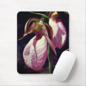 Roze Lady Slipper Orchid Flowers Muismat (Met muis)