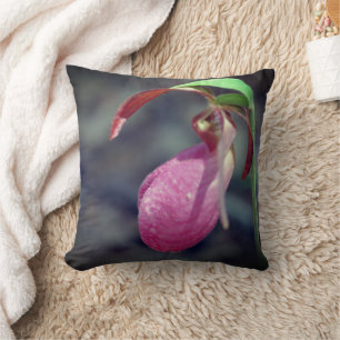 Roze Lady Slipper Orchid Raindrop Kussen