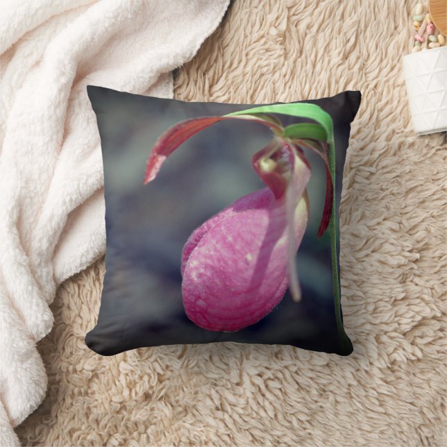 Roze Lady Slipper Orchid Raindrop Kussen (Deken)