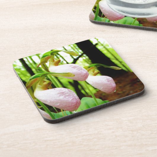 Roze Lady Slipper wild Orchid Drankjes Onderzetter (Linkerzijde)