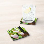 Roze Lady Slipper wild Orchid Drankjes Onderzetter (Rechterzijde)