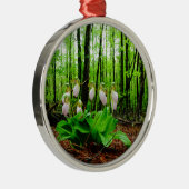 Roze Lady Slipper wild Orchid Metalen Ornament (Rechts)