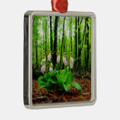 Roze Lady Slipper wild Orchid Metalen Ornament (Rechts)