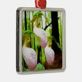 Roze Lady Slipper wild Orchid Metalen Ornament (Rechts)