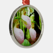 Roze Lady Slipper wild Orchid Metalen Ornament (Rechts)