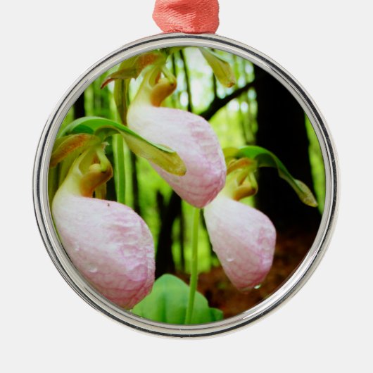 Roze Lady Slipper wild Orchid Metalen Ornament (Voorkant)