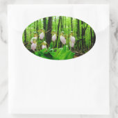 Roze Lady Slipper wild Orchid Ovale Sticker (Tas)