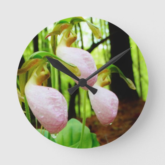 Roze Lady Slipper wild Orchid Ronde Klok (Voorkant)