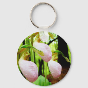 Roze Lady Slipper wild Orchid Sleutelhanger