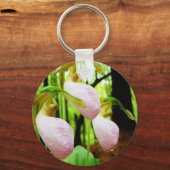 Roze Lady Slipper wild Orchid Sleutelhanger (Voorkant)