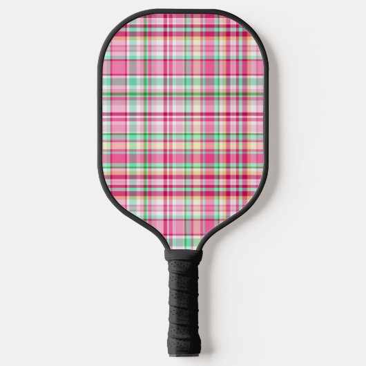 Roze Lady Slipper Wildflower Plaid Roze, Groen Pickleball Paddle (Voorkant)