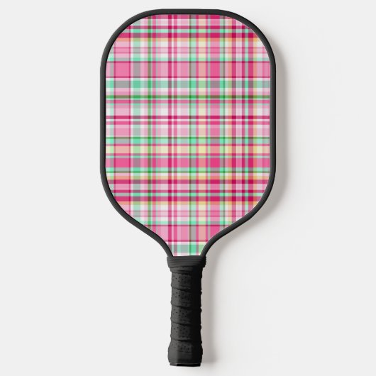 Roze Lady Slipper Wildflower Plaid Roze, Groen Pickleball Paddle (Achterkant)