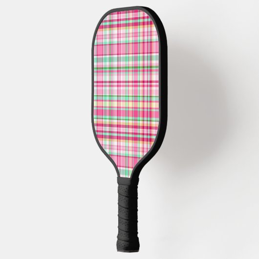 Roze Lady Slipper Wildflower Plaid Roze, Groen Pickleball Paddle (Links)