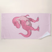 Roze Lady T-rex Dinosaur Strandlaken (Voorkant)