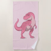 Roze Lady T-rex Dinosaur Strandlaken (Voorkant)