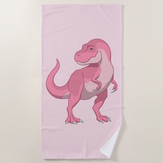 Roze Lady T-rex Dinosaur Strandlaken (Voorkant)