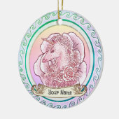 Roze Lady Unicorn Keramisch Ornament (Links)