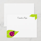 Roze Ladybug - Aangepaste schrijfbenodigdheden Notitiekaartje (Voorkant / Achterkant)