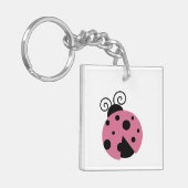 Roze Ladybug Acrylische Sleutelhanger (Voorkant Links)