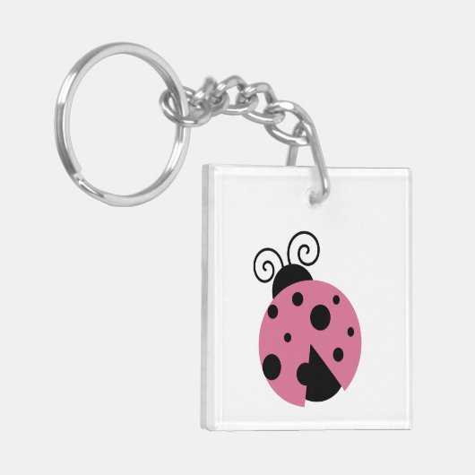 Roze Ladybug Acrylische Sleutelhanger (Voorkant Links)