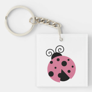 Roze Ladybug Acrylische Sleutelhanger