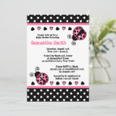 Roze Ladybug Baby shower Black & White Polka Dots Kaart (Staand voorkant)