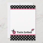 Roze Ladybug Baby shower Black & White Polka Dots Kaart (Achterkant)