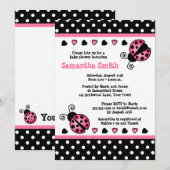 Roze Ladybug Baby shower Black & White Polka Dots Kaart (Voorkant / Achterkant)