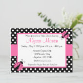 Roze Ladybug Baby shower of Birthday Invitation Kaart (Staand voorkant)