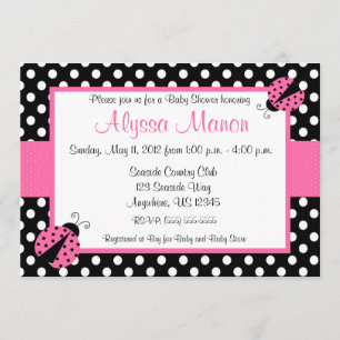Roze Ladybug Baby shower of Birthday Invitation Kaart