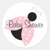 Roze Ladybug Baby shower Sticker (Voorkant)