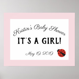Roze ladybug baby shower welkom het is een meisjes poster