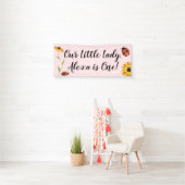 Roze Ladybug Birthday Party Banner (Insitu)