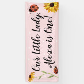 Roze Ladybug Birthday Party Banner (Verticaal)