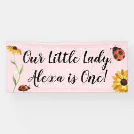 Roze Ladybug Birthday Party Banner