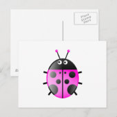 Roze Ladybug Briefkaart (Voorkant / Achterkant)